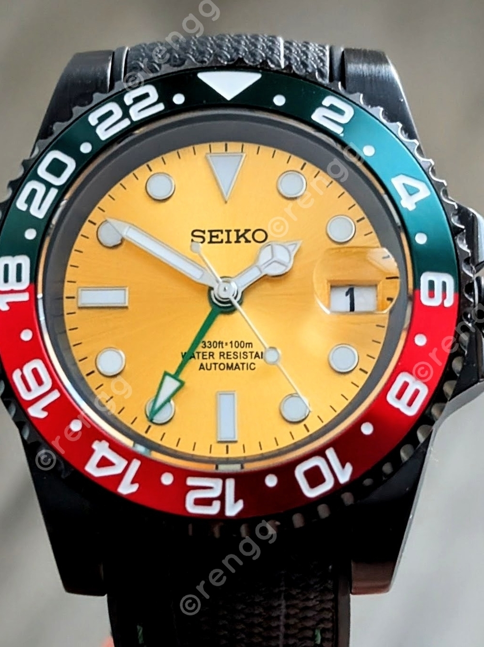 Automatic Diver Sub GMT RASTAFARI 24jewels NH34A Mod Watch 40mm SAPPHIRE